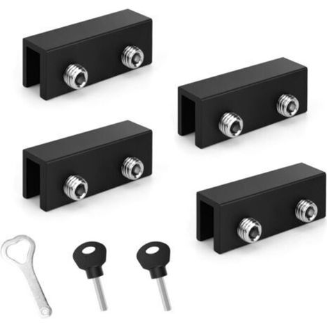 Verrou Baie Coulissante, 4 Pièces Bloque Porte Coulissante Noire, Bloque Fenetre Coulissante Réglable, avec Deux Clés, Verrou Baie Vitrée Coulissante pour Portes et Fenêtres Coulissantes (1/5)