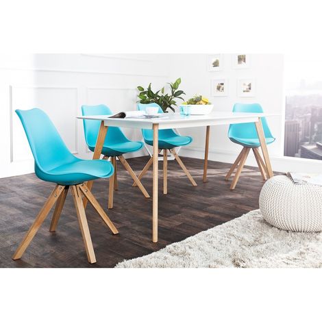MEUBLER DESIGN Chaise Rétro Scandinavia Meisterstack Turquoise Avec Pieds En Bois Massif, Polyuréthane, Style , 50 x 60 x 85 cm (1/5)