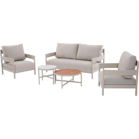 Salotto da giardino in alluminio: un divano 2 posti, 2 poltrone e 2 tavolini Beige - LOMAM di MYLIA