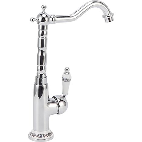 Robinet de salle de bain style rétro européen en laiton plaqué avec flexible coudé et mitigeur eau chaude/eau froide pour la maison (1/5)
