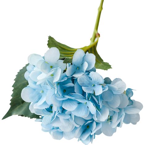 Flores de hortensia artificiales, de seda y plástico, decorativas, azules, para el hogar y bodas, paquete individual. (1/5)
