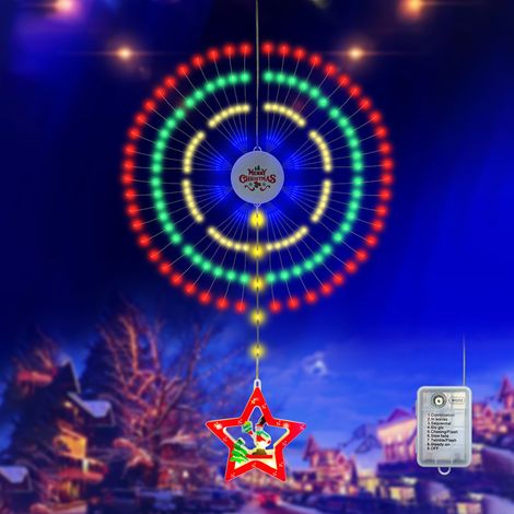 Guirlande lumineuse de Noël en forme de feu d'artifice, suspension décorative étanche IP65, lumières colorées, 8 modes d'éclairage (1/3)