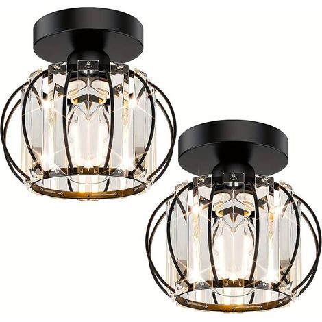 Plafonnier semi-encastré – lampe en cristal ornée de cristaux pour salon, couloir, salle de bain, entrée, cuisine – solution d'éclairage élégante et fonctionnelle