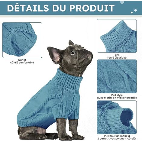Small Size Dog Sweater Warm Jumper for Dogs Coat Clothes for Dogs Cats Winter Teal, S (1/4)