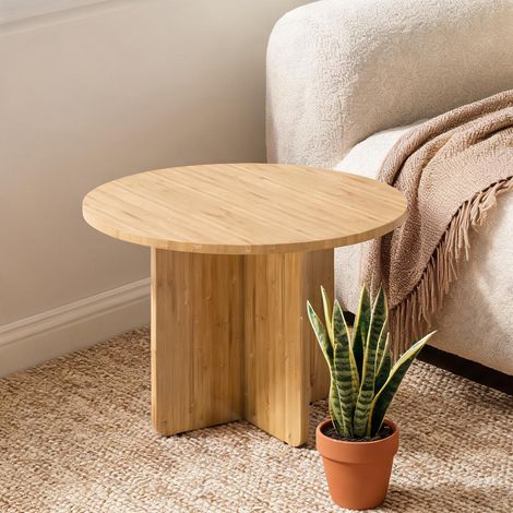 Table basse coloris natural bois en bambou 66 x 66 x 45 cm (1/5)