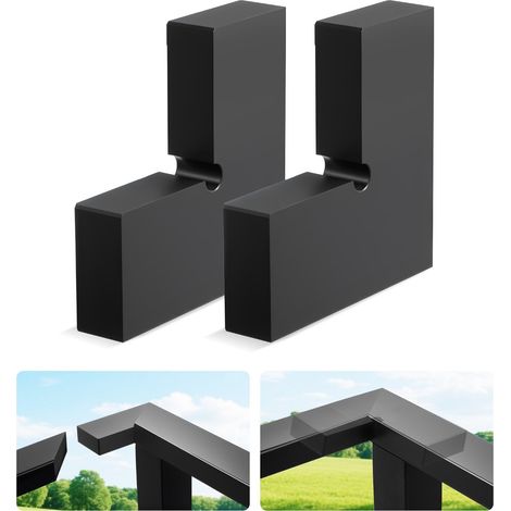 Connecteur d'Angle pour Garde Corps à Câble, Lot de 2, Raccord d'Angle Invisible pour Rampe de Balcon Rectangulaire, en POM, Forme L, pour Utilisation Intérieure, Extérieure, Terrasse, Noir Mat (1/5)
