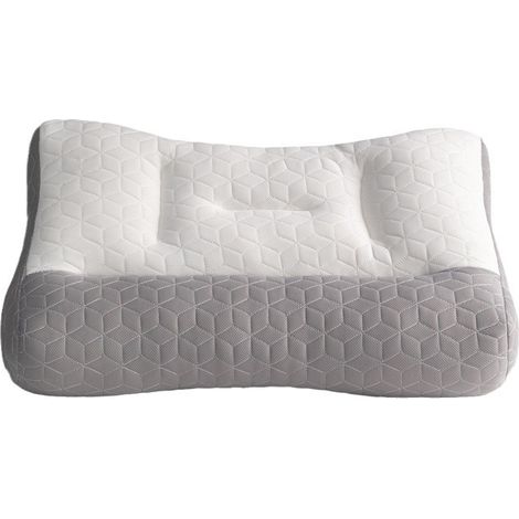 Oreiller cervical orthopédique pour un sommeil profond en cas d'apnée du sommeil - Soutien ergonomique en mousse à mémoire de forme pour soulager les douleurs cervicales et des épaules (Blanc) (1/5)