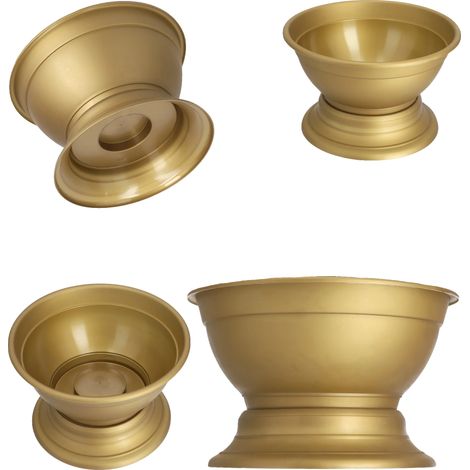 Pot de Fleurs, Plastique Durable, Résistant aux Intempéries, Or-b, M (1/2)