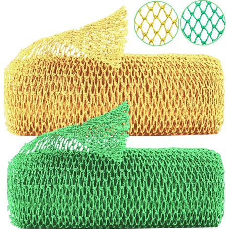 2 Pièces African Net Sponge Eponge Africaine Filet de Douche Africain éPonge Africaine Corps Filet Douche Africain Extensible Jusqu'à 160CM pour Bain L'Exfoliation Gommage Massage (Vert+Jaune) (1/5)