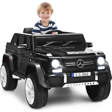 COSTWAY 12V Mercedes-Benz Maybach Kinderauto mit 2,4G-Fernbedienung, Elektroauto mit MP3, Musik, Hupe und LED-Leuchten, Jeep Auto 2,5-5,5km/hm, Kinderfahrzeug für Kinder von 3-8 Jahren Schwarz