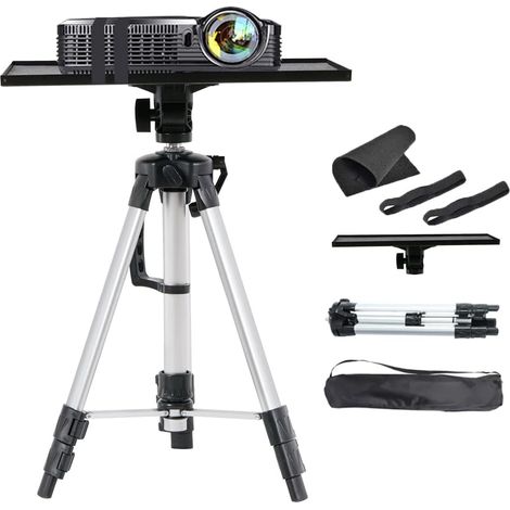Supporto Universale per Proiettore Treppiede Portatile in alluminio Supporto per computer Regolabile Cavalletto Proiettore Stand con Vassoio attrezzatura per studio Uffici Esterno
