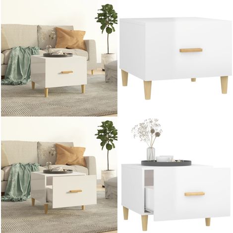 Couchtisch Hochglanz-Weiß 50x50x40 cm Holzwerkstoff - Couchtisch - Wohnzimmerschreibtisch - Sideboard - Holzwerkstoff Tisch - Weißer Couchtisch - Home & Living (1/5)