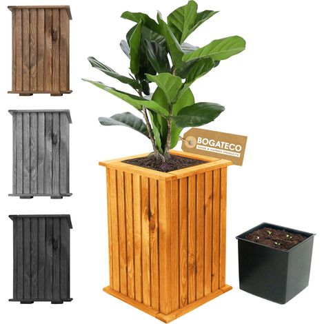 Jardinière Bois Bogateco 40x25x25 cm avec Bac Brun Clair (1/5)