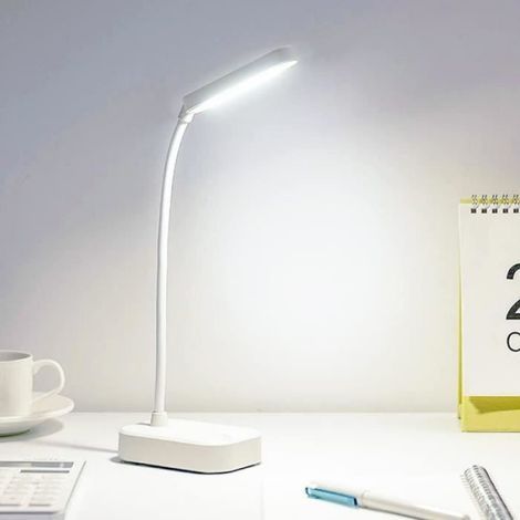 Kabellose Schreibtischlampe, Kinderschreibtischlampe, weiß mit USB-Netzkabel, 3 Helligkeitsstufen (1/5)
