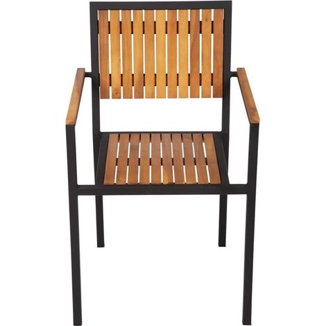 Fauteuil en Acier & Bois d'Acacia - Lot de 4 - Bolero (1/5)
