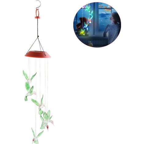 Solaire Carillon a Vent Exterieur, Colibri Solaire Carillon Éolien, Portable LED Solaires Carillon pour Jardin Fête Patio Porch Terrasse Yard Garden (1/4)
