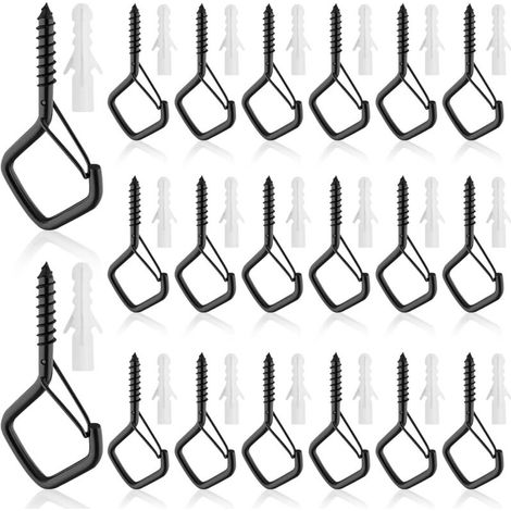 Crochets À Visser, Lot De 20, Avec Système De Verrouillage, En Acier Inoxydable, Robustes, Pour Plafond Ou Mur, Pour Suspendre Des Plantes En Pot, Couleur Noire Légère. (1/5)