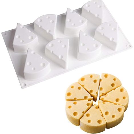 Molde De Pastel De Silicona En Forma De Queso De 8 Cavidades MINKUROW, Molde De Postre De Chocolate Antiadherente Reutilizable Herramientas Para Hornear Blanco (1/5)