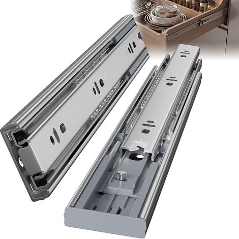 TolleTour 1 paio 350mm Guide per cassetti, estrazione totale a 3 sezioni, chiusura ammortizzata, acciaio, portata 45 kg (1/5)