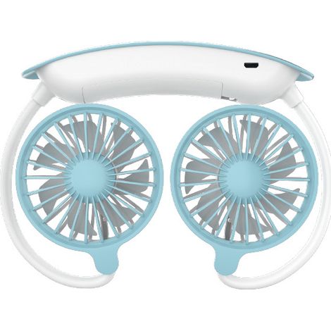 Tragbarer Nackenventilator, über USB wiederaufladbarer, freihändiger Nackenventilator, 3 Geschwindigkeiten, 1200 mAh, 360-Grad-Freidrehung, passend für Büro/Zuhause/im Freien/Reisen/Camping