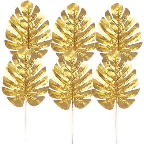 12 feuilles de palmier artificielles pour décoration de Noël, feuilles de palmier dorées, fausses feuilles de monstera-S-Golden (1/2)