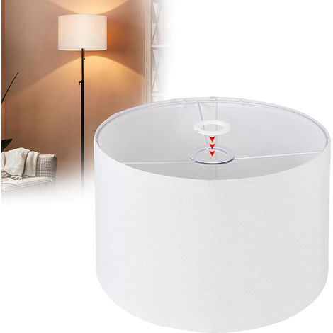 Abat-Jour en Tissu H20 X Ø 30 cm, Rond Cylindrique Lin Naturel Adapté Aux Douilles E14/E27, pour Lampadaire Plafonnier Suspension Applique Murale Lampe de Chevet Lampe de Table, Blanc (1/5)