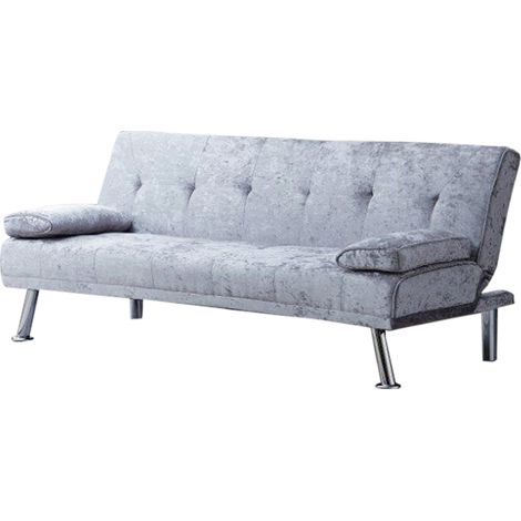 Crushed Velvet Italian Designer Style Sofa Bed in Steel