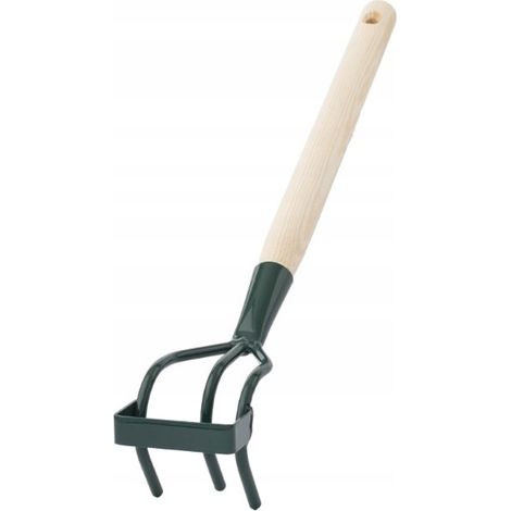 KADAX Grubber mit Holzstiel, mit 3 Zinken, 43 cm