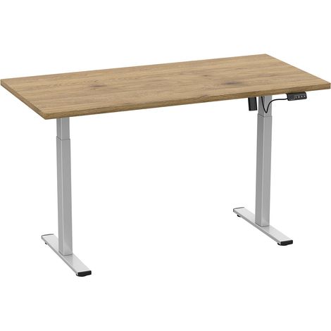 LonaE Schreibtisch elektrische Höhenverstellfunktion 160x80x71-120cm Eiche dekor, silberfarben.