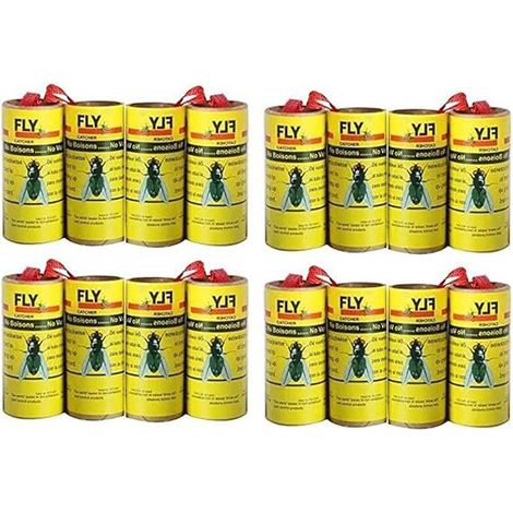 Bandes de papier anti-mouches sans pesticides, attrape-mouches collant pour insectes, mites, moustiques (16) (1/5)