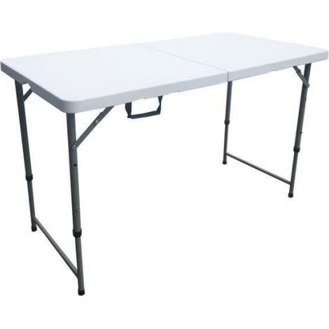 Table de réception pliante - 4 personnes - 122 cm - Structure en acier et Plateau en Polyéthylene PEHD - Blanc (1/4)