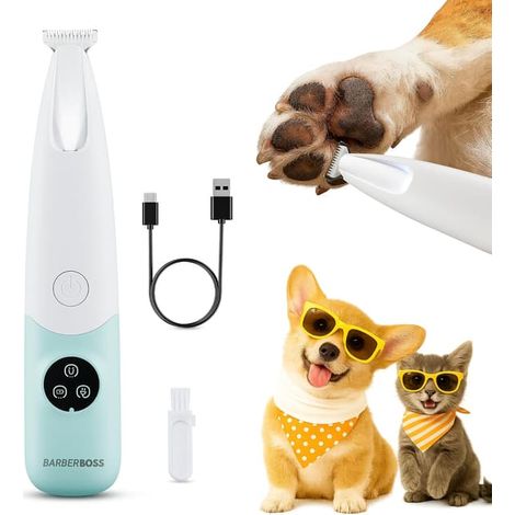 Tondeuse à poils pour animaux, tondeuse pour chiens et chats avec écran LED, tondeuse de précision sans fil pour les pattes, rechargeable par USB, tondeuse de précision pour le visage (1/5)