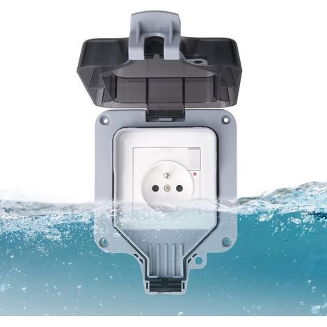 IP66 Waterproof Socket, Outdoor Wall-Mounted Waterproof Socket, Dustproof Wall-Mounted Socket Box for Indoor and Outdoor Use (With Switch, B) (1/5)