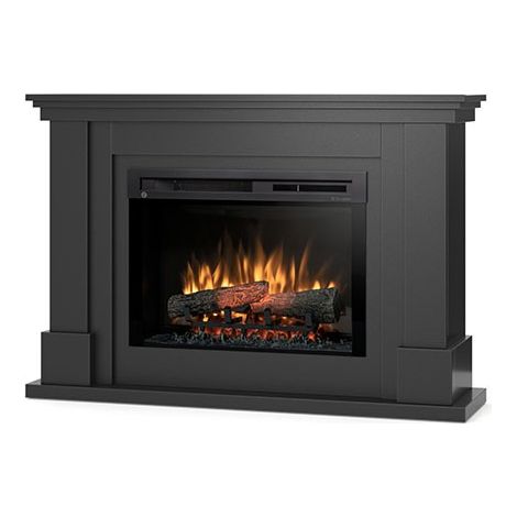 Caminetto elettrico da pavimento a libera installazione a LED - Nero - 26" - 120 x 82 x 31 - LUENA (1/5)