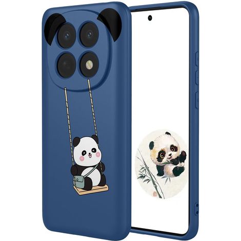 Coque Silicone Liquide pour Xiaomi Redmi Note 15 5G(4G)/Poco M8 5G, Très Mince Soyeux Douce TPU Bumper Antichoc Housse, Mignon Animé Imprimé Coeur Motif Fille Mode Étui - Panda (1/5)