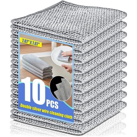 Lot de 10 torchons à vaisselle en ficelle, multifonctionnels et réutilisables, anti-rayures, double face, pour la cuisine et la maison. (1/5)