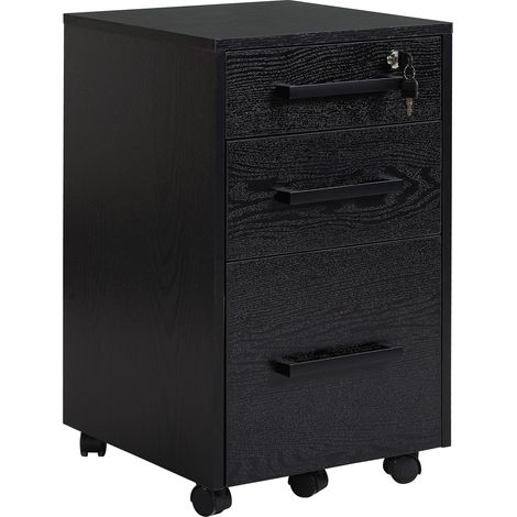 Cassettiera Portadocumenti da Ufficio 39,2x40x65,4 cm 3 Cassetti Nera (1/5)