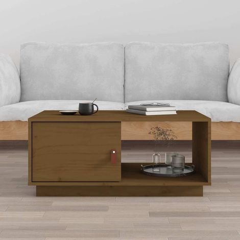 vidaXL Mesa de centro madera maciza de pino marrón miel 80x50x35,5 cm (1/5)