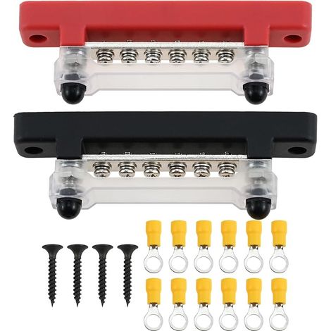 Barre de distribution 12 V-48 V CC 150 A Busbar Bloc de distribution 12 V avec 6 boulons de serrage M4 pour voiture, camion, camping-car, yacht, bateau (1/5)