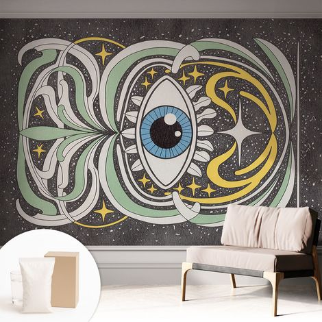 Tapete Vliestapete mit Kleber - trendige Wanddeko - elegant Fototapete für Wohnzimmer - Schlafzimmer Symmetrisches Auge 312x219 cm (1/5)