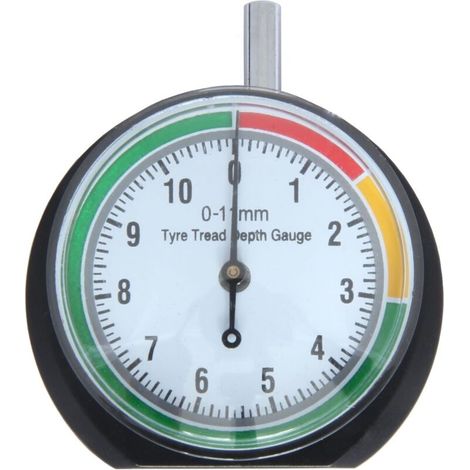 Jauge de profondeur de bande de roulement de pneu - Outil de mesure de profondeur - 0-11 mm/0-0,43" - Diamètre du cadran 44 mm (1,7") - Manomètre pour voiture, camion, vélo, moto (1/4)