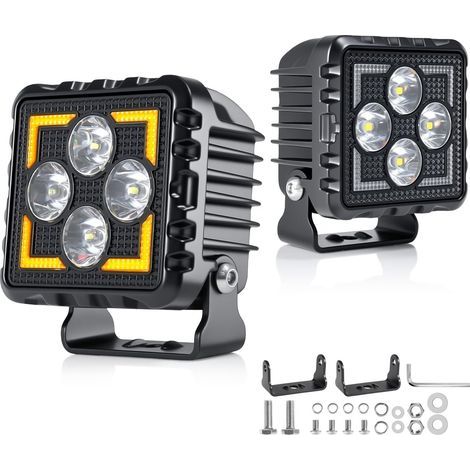 antom 2-teiliges LED-Arbeitsscheinwerfer-Set, 28000 Lumen, 3000K/6500K, Zusatzscheinwerfer, 12V/24V, IP68, mit hochwertigem LED-Chip für SUVs, UTVs, Bagger, Traktoren und Gelände-ATVs (1/5)
