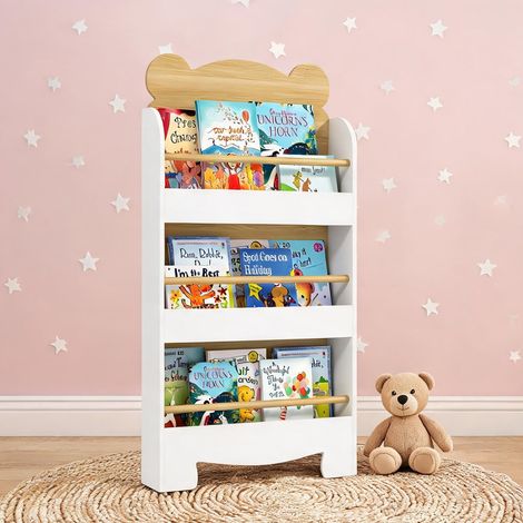Bibliothèque enfant 3 étagères bois naturel 55 x 15 x 110 cm (1/5)