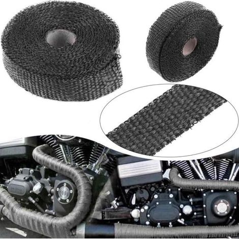 Enveloppe thermique d\'échappement de bande d\'isolation de voiture de 5m avec 4 attaches de câble d\'acier inoxydable noires-FOE (1/4)