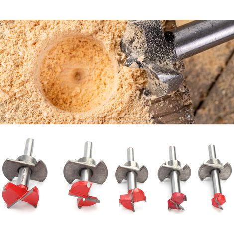 5-teiliges Lochsägen-Set für die Holzbearbeitung: Scharnierlochsäge mit Tiefenanschlag, multifunktionaler Holzbohrer, Lochaufweiter (1/5)