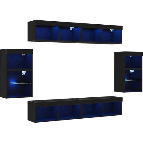 Maison Exclusive - TV-Schrankset 8 pcs Schwarz Eichen-Optik Holzw