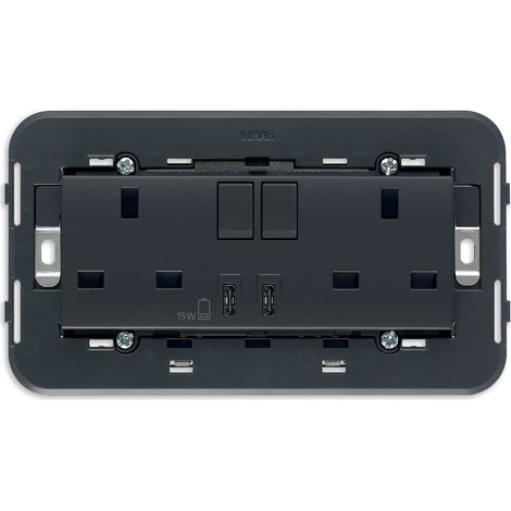 VIMAR - 20224.CC 2 tomas 2P+E 13A BS +int +USB C+C gris