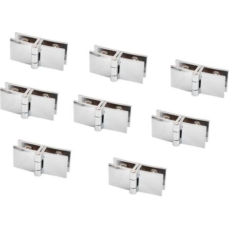 Set di 8 cerniere per ante in vetro, da 5 mm a 8 mm, morsetto rettangolare regolabile per ante di armadi, ante in vetro a 180 gradi (1/5)