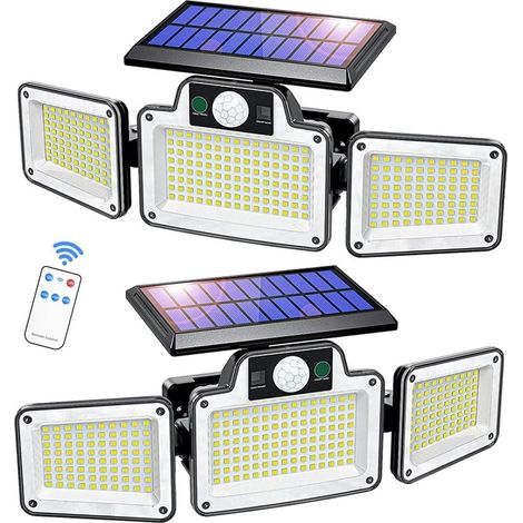 Projecteur de sécurité extérieur avec détecteur de mouvement, alimentation solaire, indice d'étanchéité IP65, (1/4)