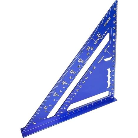 Équerre de menuisier, Métrique 7 pouces, Alliage d'aluminium, Angle 90° Bleue, Traçage Précis, Coupe Transversale, Adaptée aux Travaux de Menuiserie & Bricolage, (1/5)